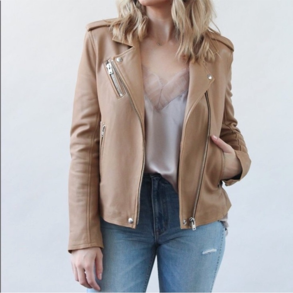 NWT IRO Newhan Han 100% leather jacket beige tea - Picture 4 of 14